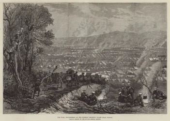 La guerre, campement de la garde impériale russe près de Plevna